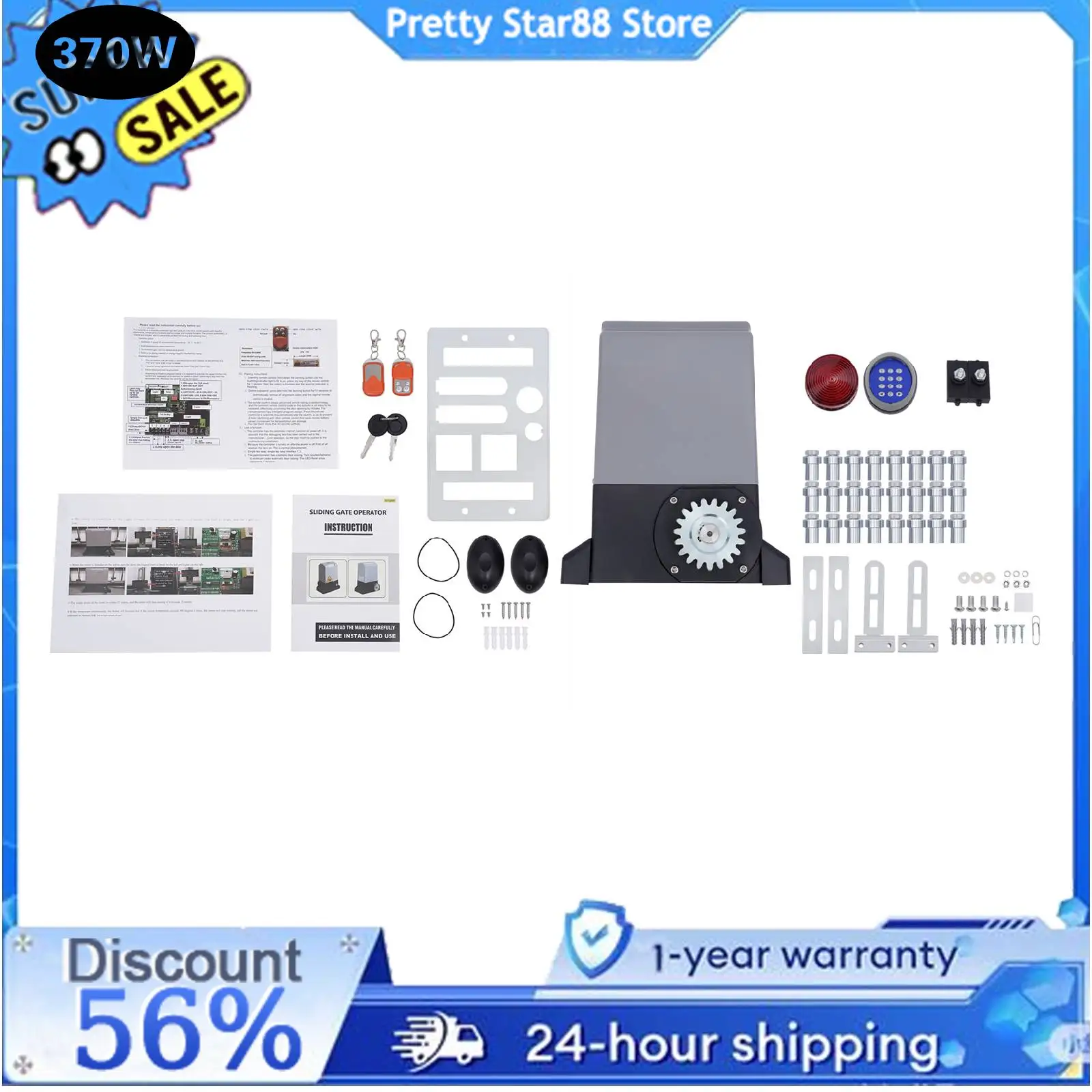 Kit di sicurezza motore automatico per cancello scorrevole elettrico 370W/550W/750W + binario di guida da 6 m 800 kg/1200 kg/1600 kg per hotel