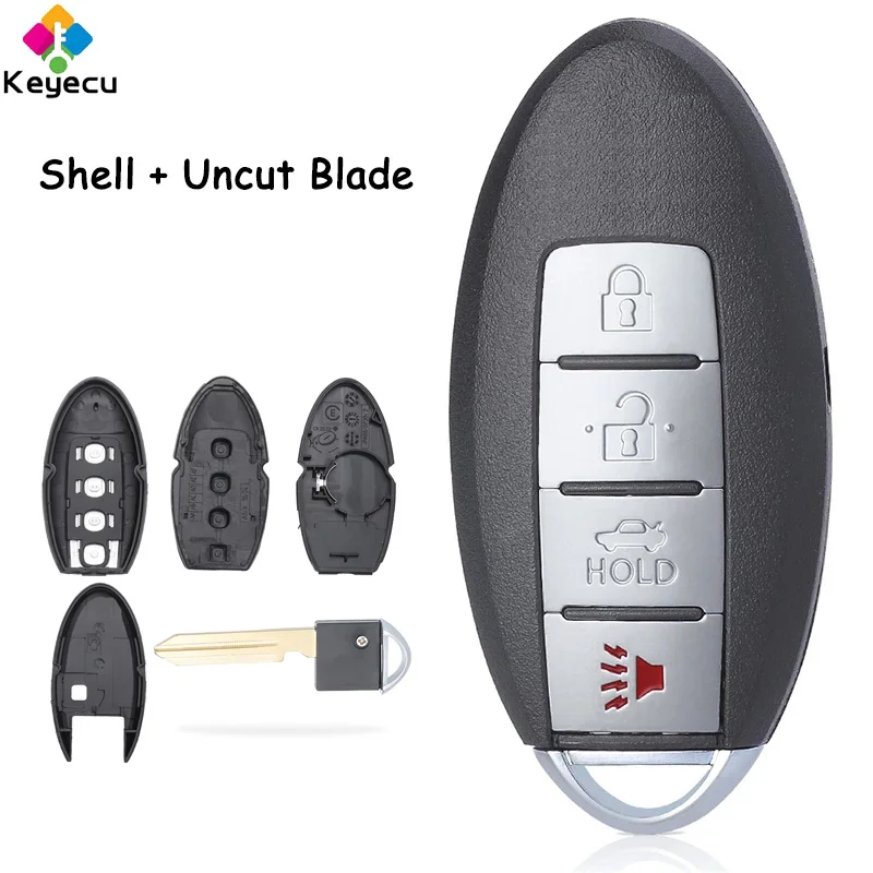 

KEYECU Smart Remote Control Car Key Shell Case Cover With 4 Buttons Insert Blade Fob for Infiniti FX50 FX35 Q40 Q60 Q70 G25 G35