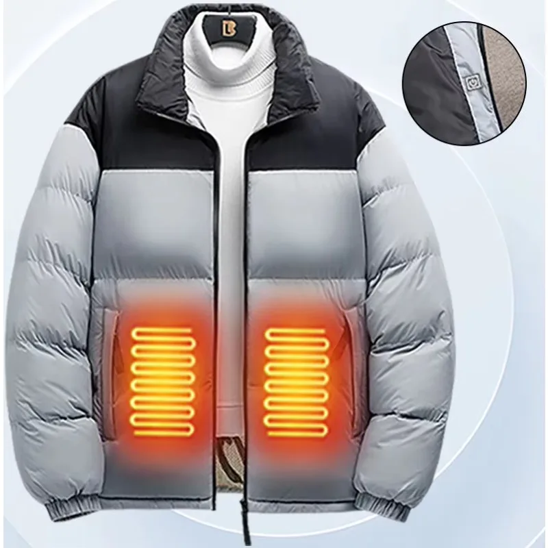 STLF حجم كبير الرجال عادية 6 منطقة التدفئة سترة الشتاء سميكة في الهواء الطلق الدافئة الدراجات والتزلج هوديي البريدي سترة ساخنة للرجال #1