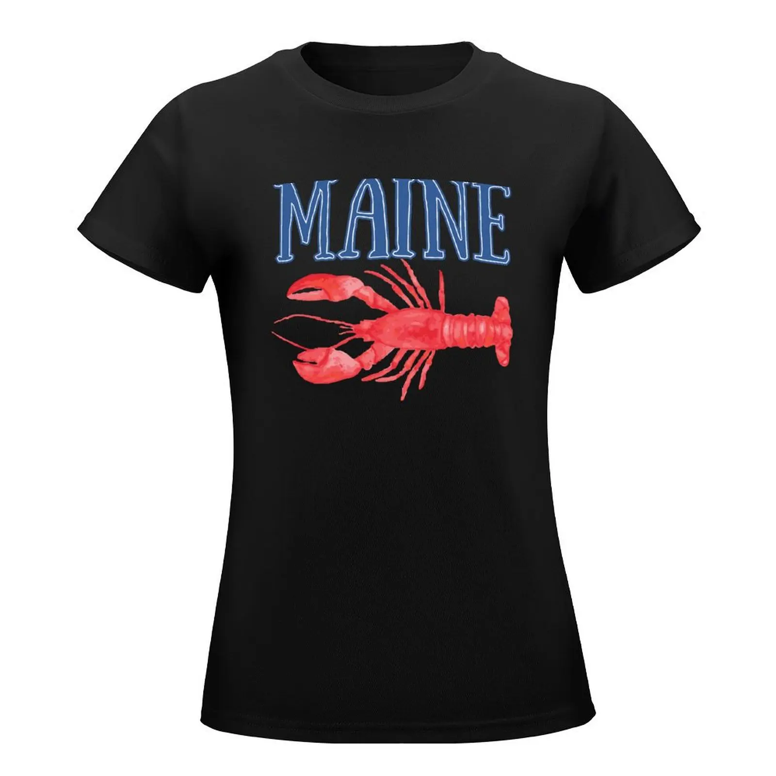 Maine Watercolor Lobster - Maine Lobster T-Shirt tops graphics oversized t shirts for Women