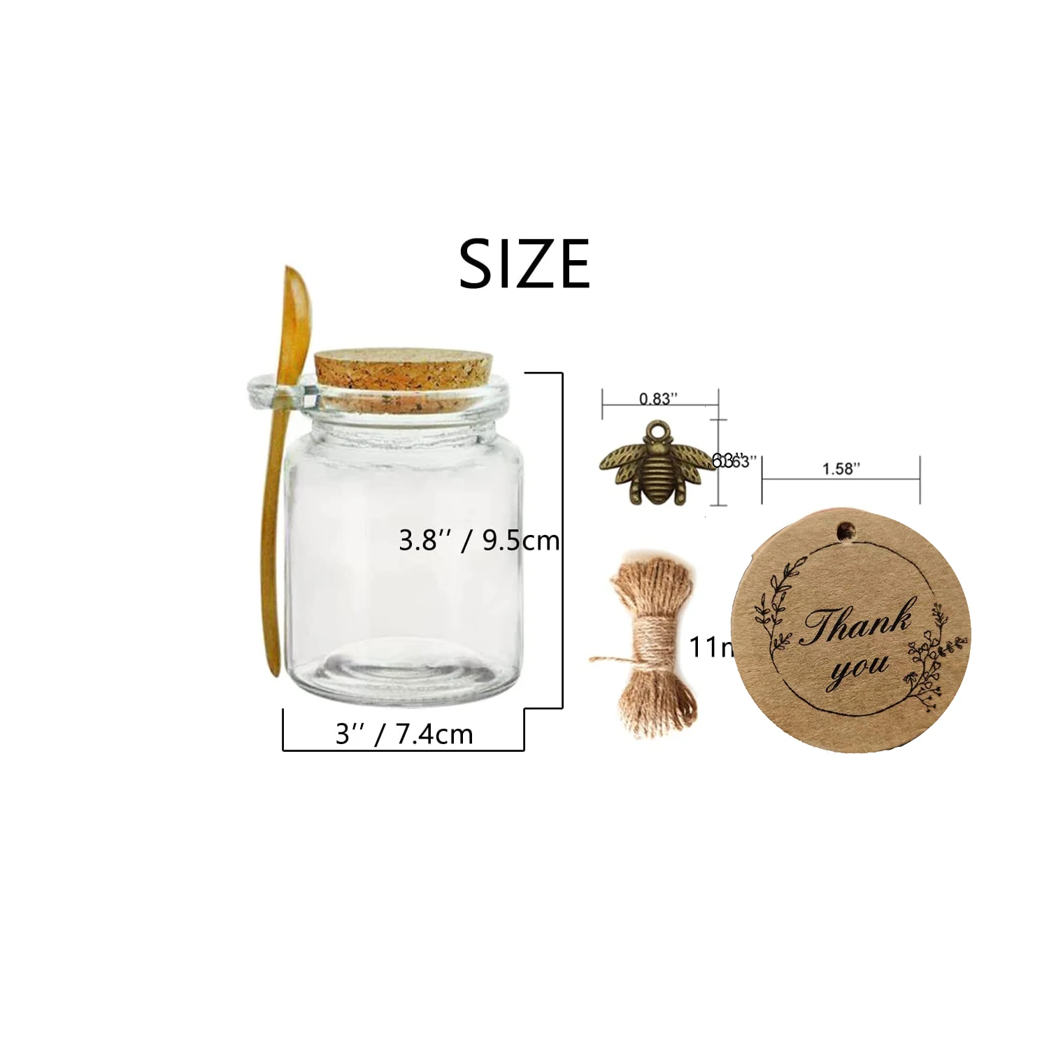 Glass Storage Jars with Cork Lids and Bamboo Spoons, for Bath Sea Salt, Spices, Honey, Teas, Candy, Candle Making,Diy