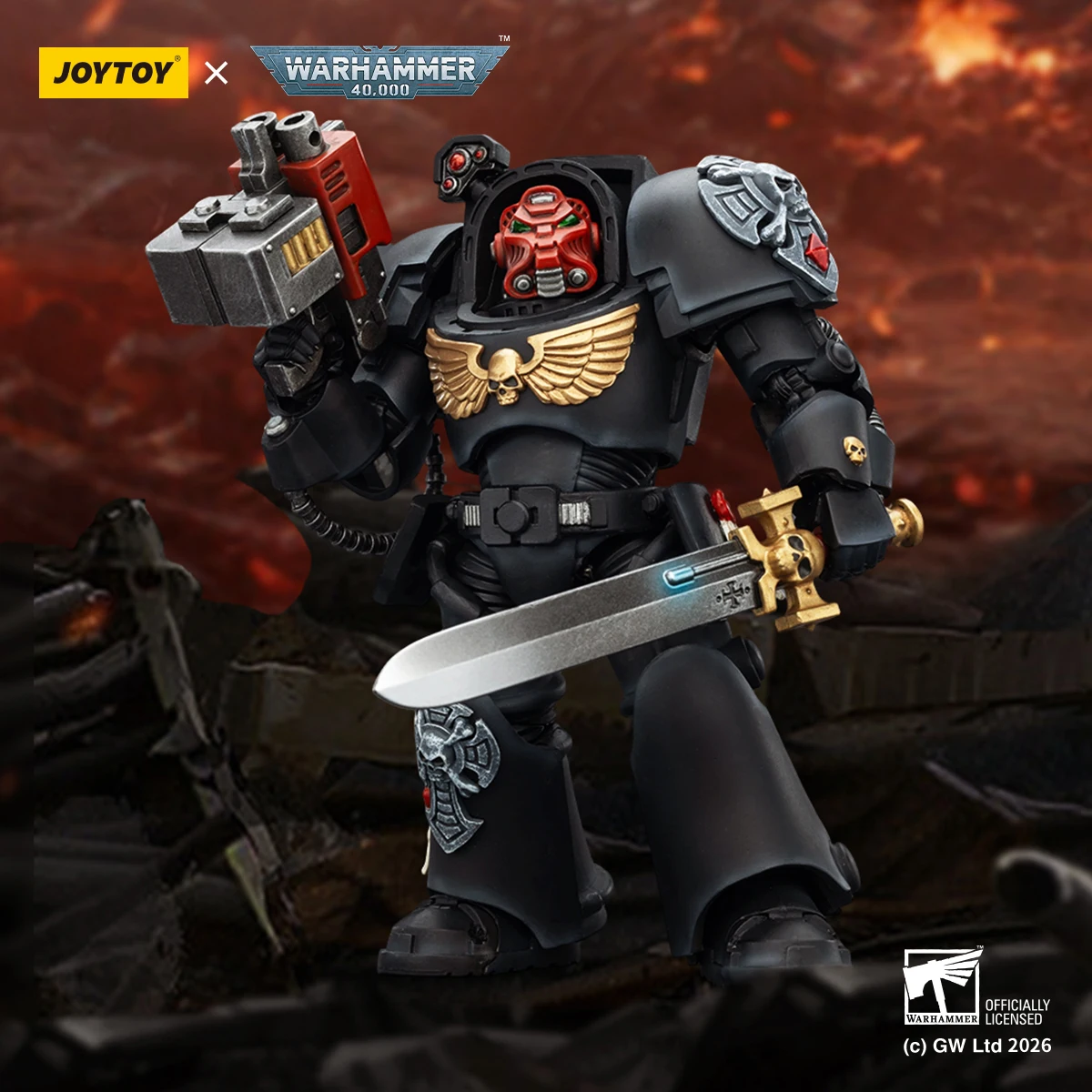 

【Pre-sale】JOYTOY Action 1/18 Warhammer 40K Black TemplarsTerminator 1 with Power Sword and Storm Bolter Action 1/18 Figure