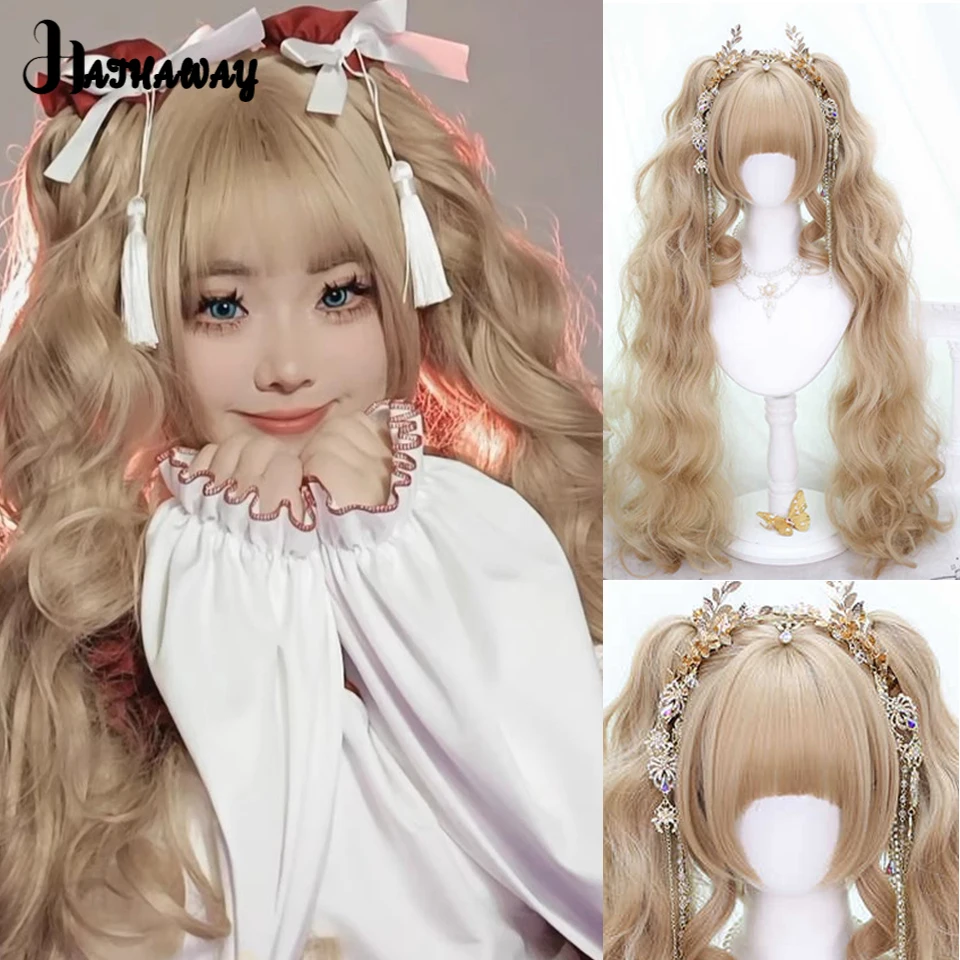 

Synthetic Wig Full Headgear Female Lolita Double Ponytail "Coconut milk" Japanese Natural Lolita JK Short Hair Wig Headgear