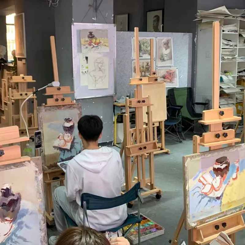 Beech Wood Bracket Type Floor Folding Professional Flat Dual-purpose Oil Painting Sketch Easel Real KT Board Display Rack view 5