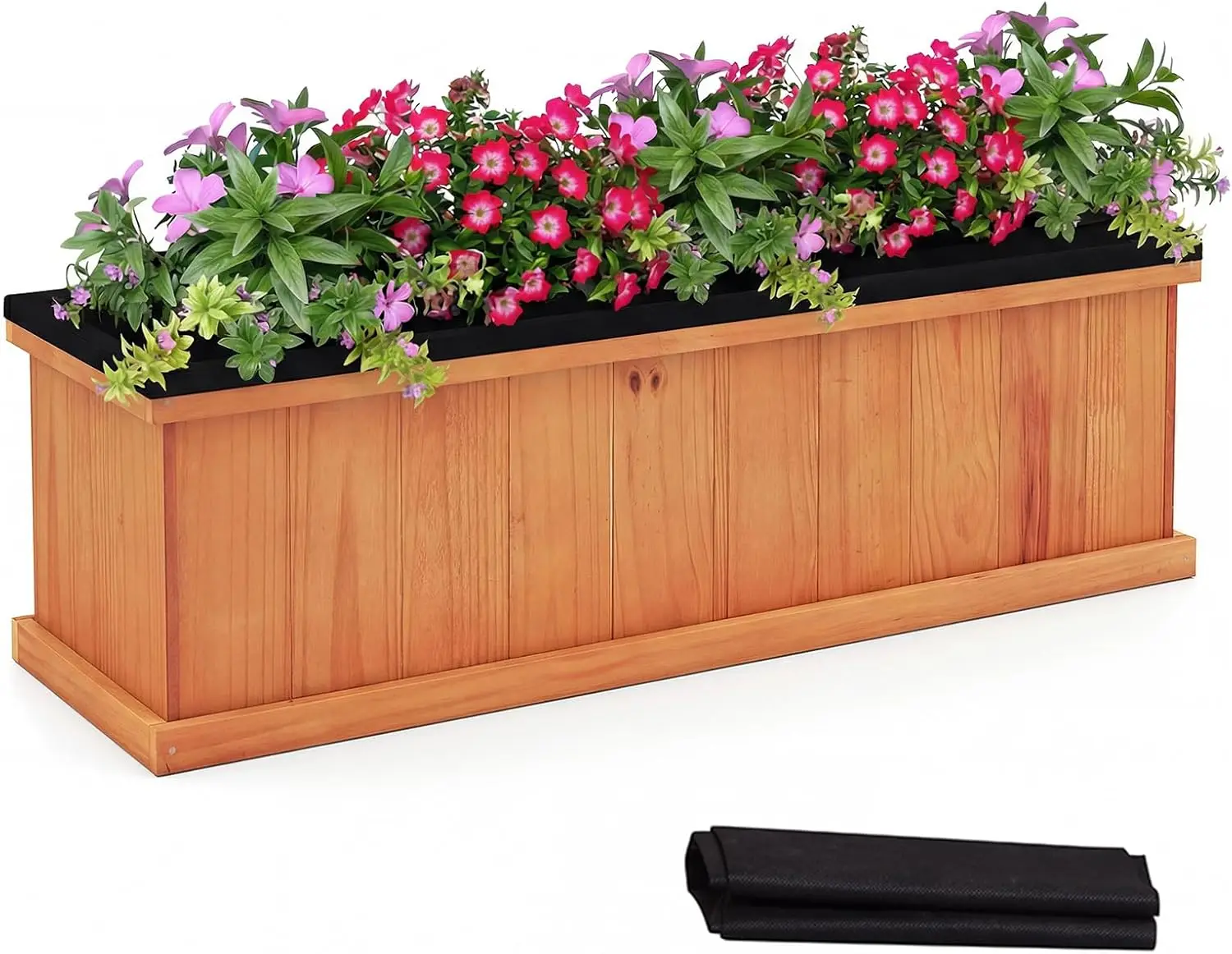Indoor & Outdoor Gardening, Pine Wood, Rectangular, 3 Drainage Holes Gardening Planter Box