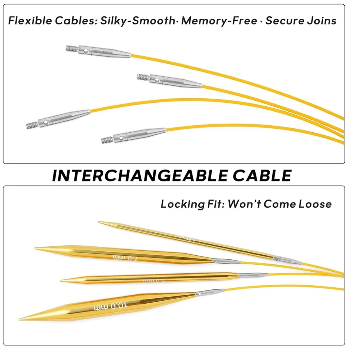 Interchangeable Circular Knitting Needles Set, 13 Pairs (3mm-10mm) US 2.5-15 with 16, 24, 32, 40 Inch Cables,Accessories