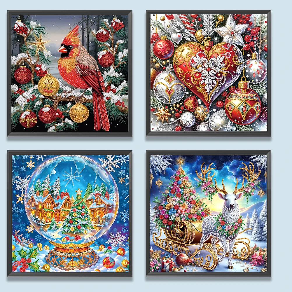 

4PCS 30x30cm Christmas 5D DIY Special Shape Crystal Partial Diamond Painting Kit