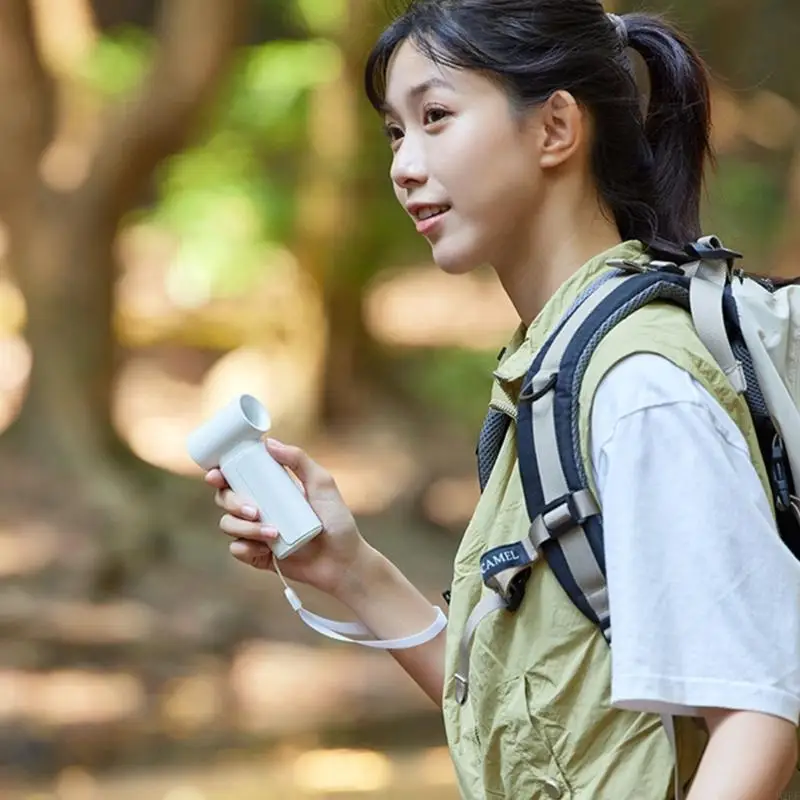 2025 Nuevo ventilador mano recargable USB Ventilador portátil 4000 mAh con dispositivo enfriamiento cordones para