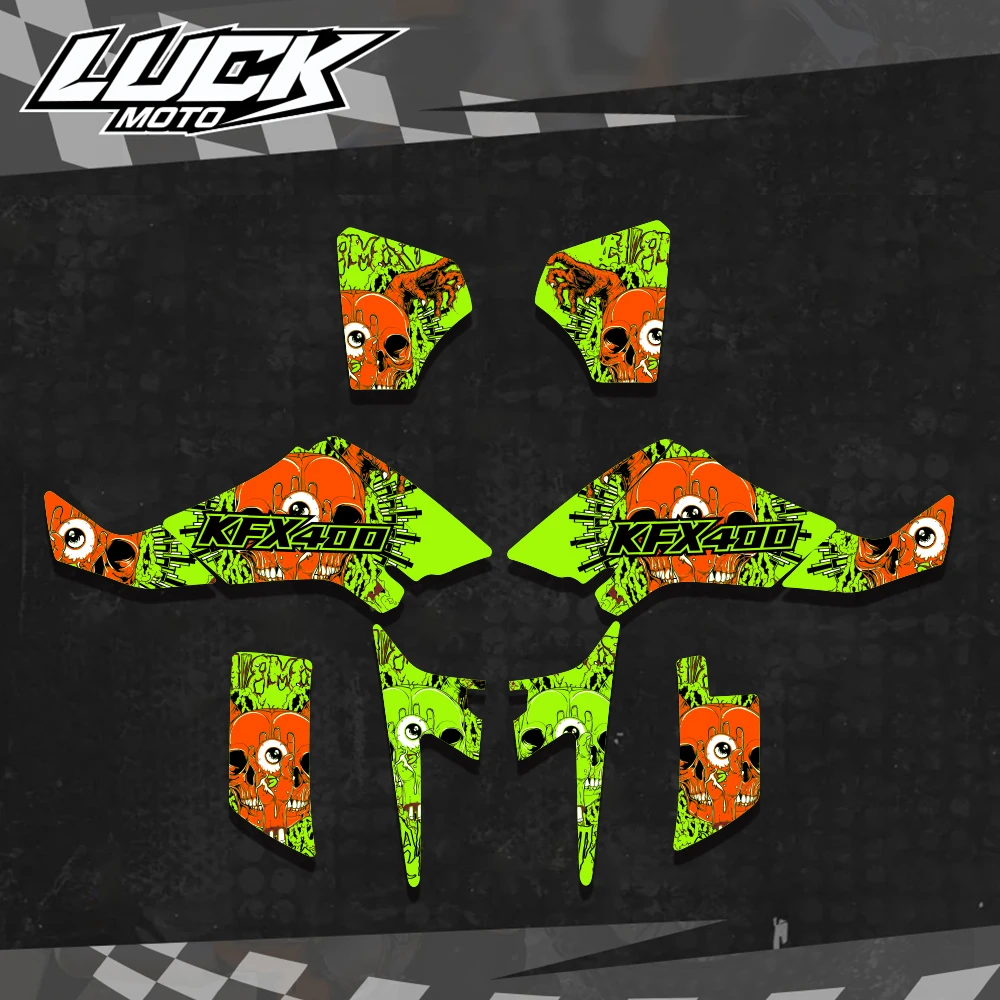 LUCKMOTO Motorcycle Graphics Background Decals Sticker Customize For Kawasaki KFX 2008 2007 2006 2005 2004 2003