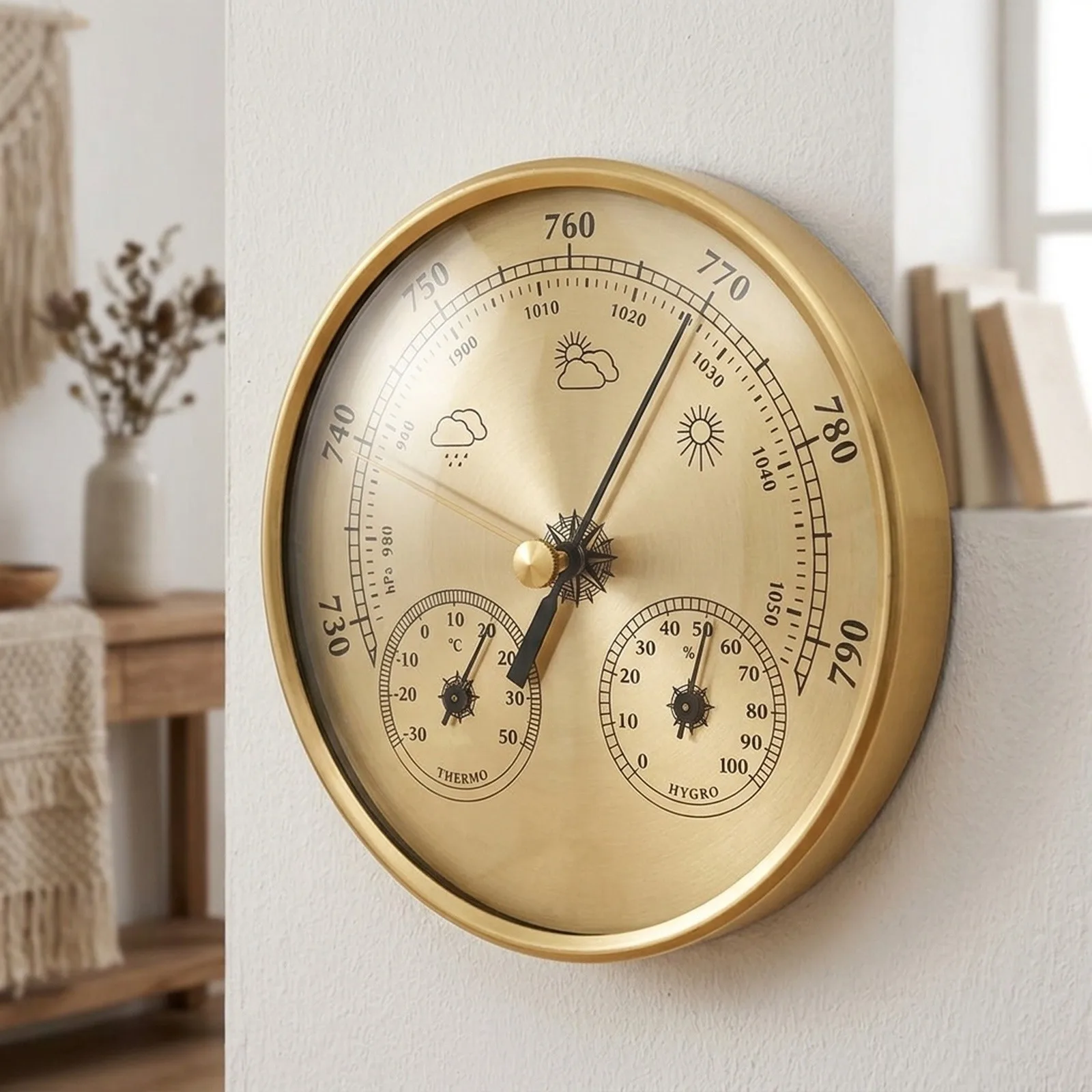 for retro Style 3-in-1 Mechanical for Weather Station Barometer Thermometer Hygrometer for Home Office and Weather Watching