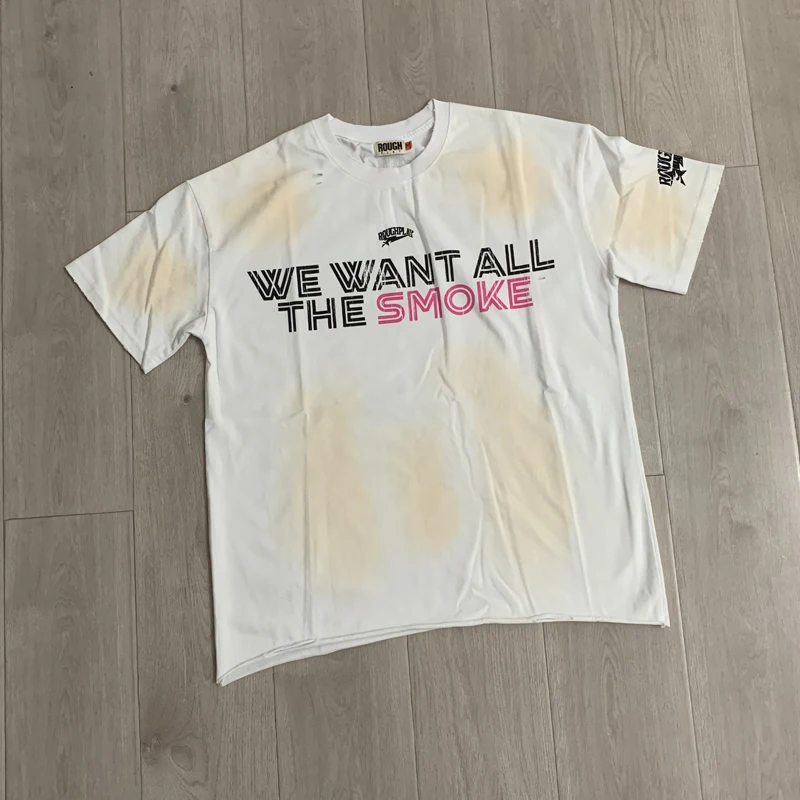 Street Fashion Brand United States Washed Do Old RoughPlay T-shirt Short Sleeved Spray Fun Printed Short Sleeved T-shirt