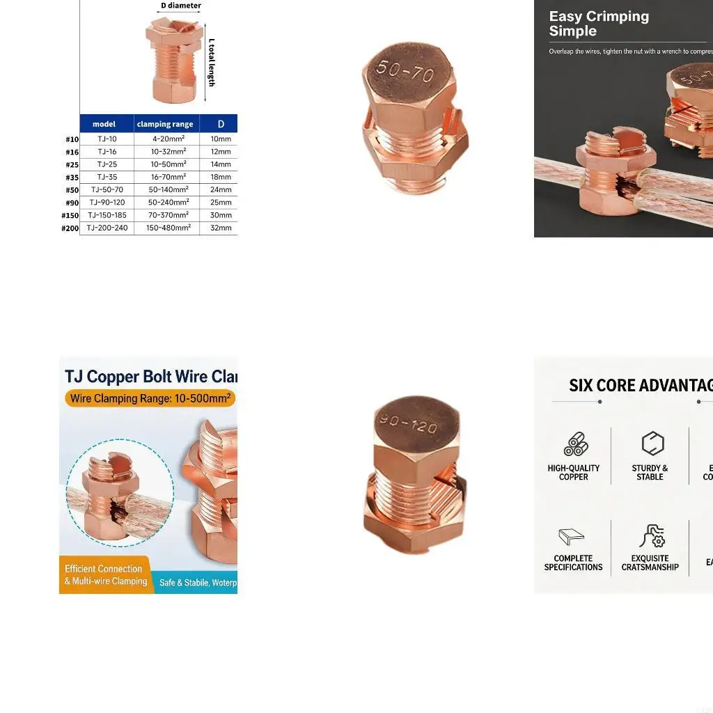 G92C Copper Cable Clamps for Conductive Wire Joining and TerminalS Repair Tasks Shop