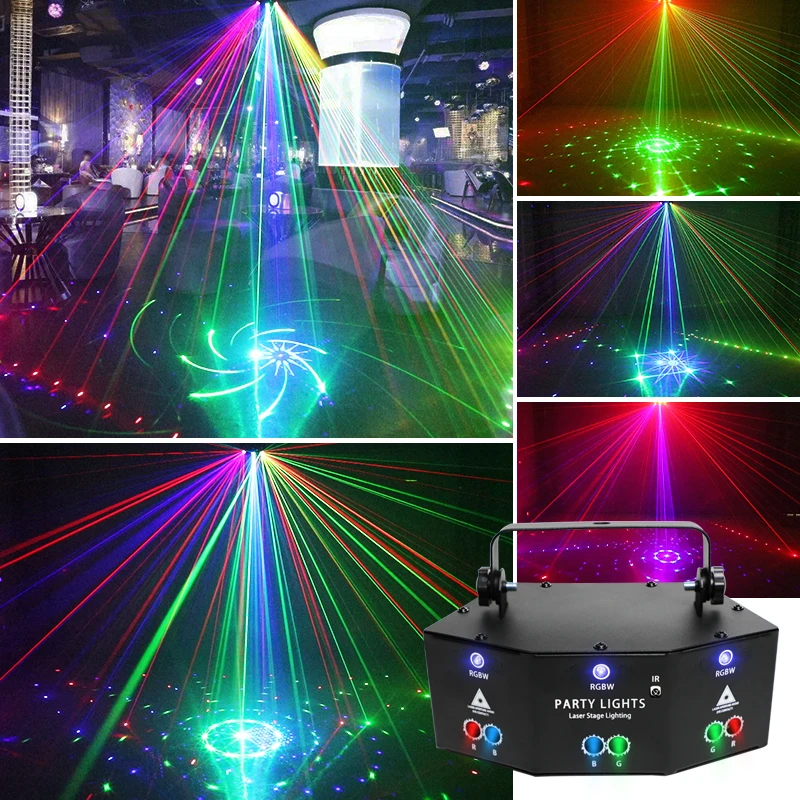 WZSTAR 2025 Proiettore laser a LED con telecomando a 9 occhi Attrezzatura per DJ da palcoscenico per club Lampada laser Luce per atmosfera natalizia