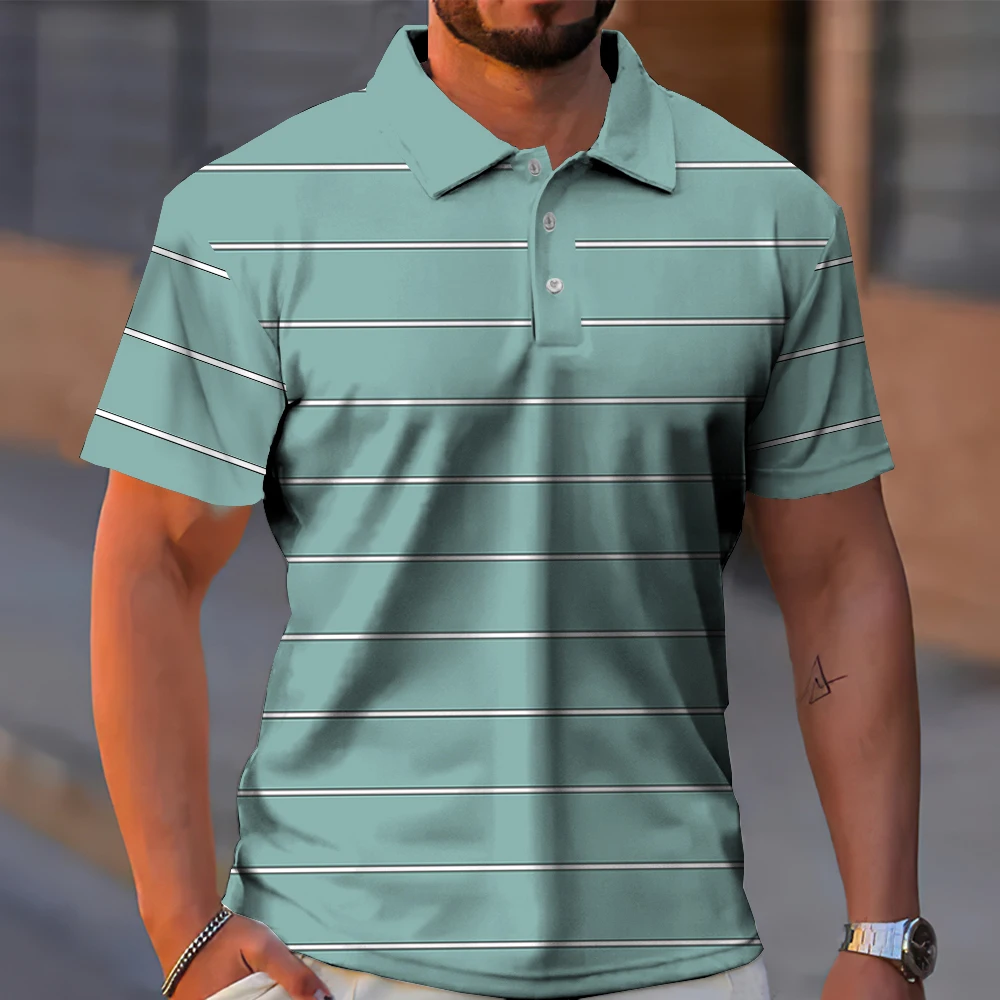 

Men's Casual Golf Club Summer Fashionable Short Sleeved T-shirt Downgraded line Printed Top Oversized Daily Polo