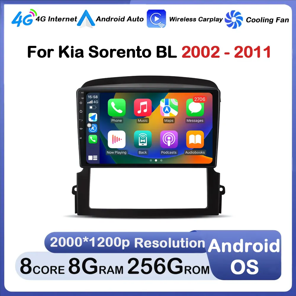 

9 " CarPlay Radio for Kia Sorento BL 2002 - 2011 Android Auto 4G WIFI Car Multimedia Player GPS Navigation Autoradio Bluetooth