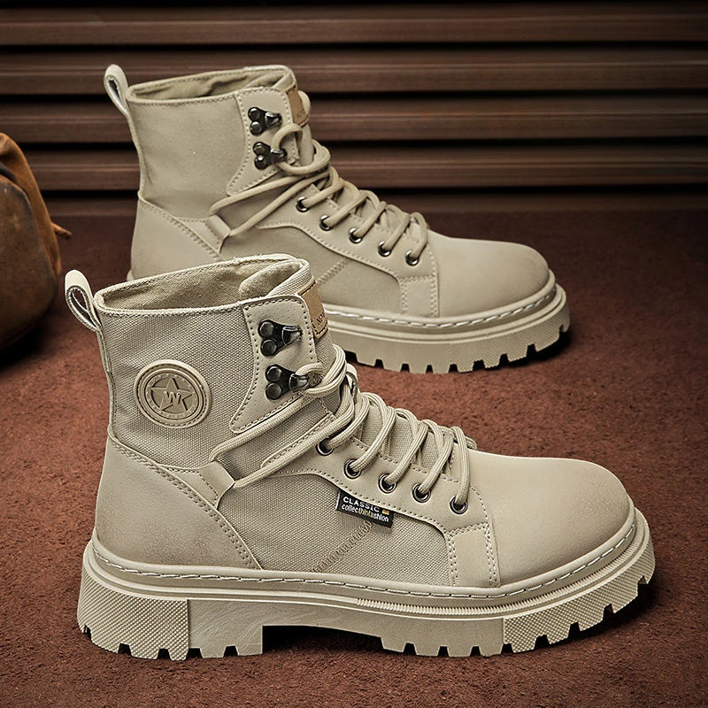 Man Shoes Platform Lace Up Rubber Boots for Men High Cut Spring Autumn Quality Y2k Vintage Retro Designer Casual Cheap Offer New