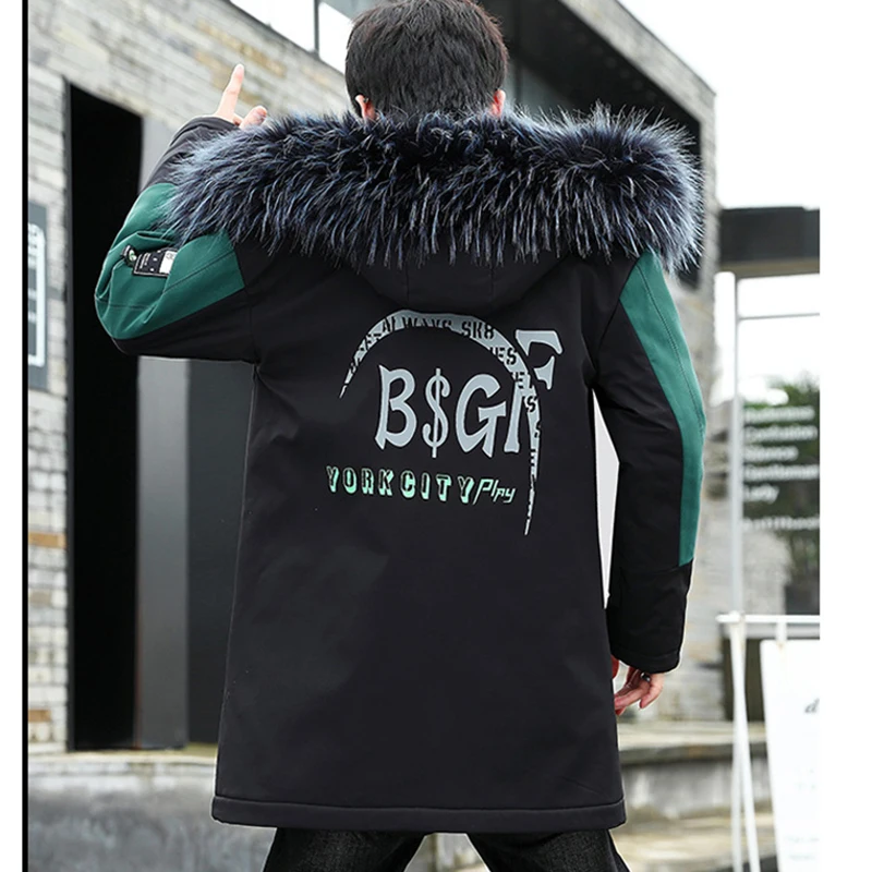 2022 Winter Mens  Long Parkas Jacket Warm Thicken Fur Hooded Coat Men Autumn Outwear Outfits Windproof Pocket Parka Men