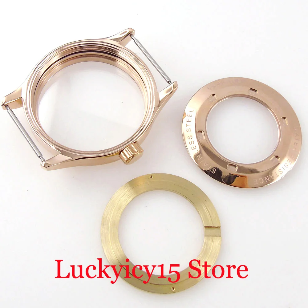 43MM Fit MIYOTA 8215 ETA2836 MINGZHU 2813 Movement Sliver/Rose Gold/PVD Black Men's Watch Case Sapphire Crystal Screw Crown images - 6