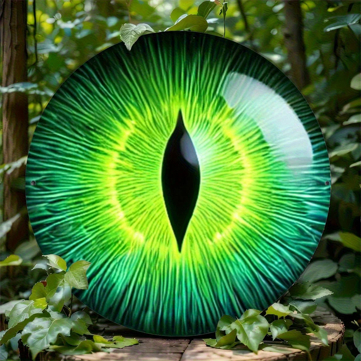 2D Flat, 1pc, 7.87 X 7.87 Inches, 2D Flat, for Halloween/Halloween Decoration Packaging. 1pc Green Eyeball-inspired Metal Sign,