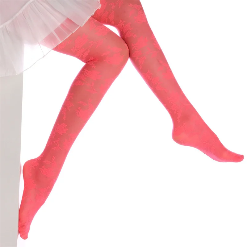 

Sexy Colorful Rose Tights Women 12 Colors Medias Socks Transparent Thin Y2K Pantyhose Party Club Stockings