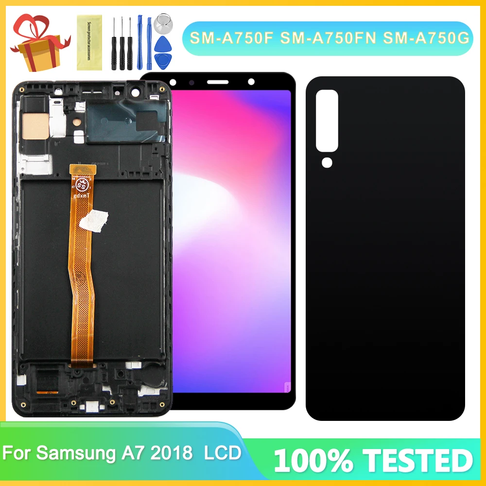 

100% Tested TFT For Samsung Galaxy A7 2018 A750 A750F A750FN/DS Display Screen With Frame Display Digital Touch Screen Assembly