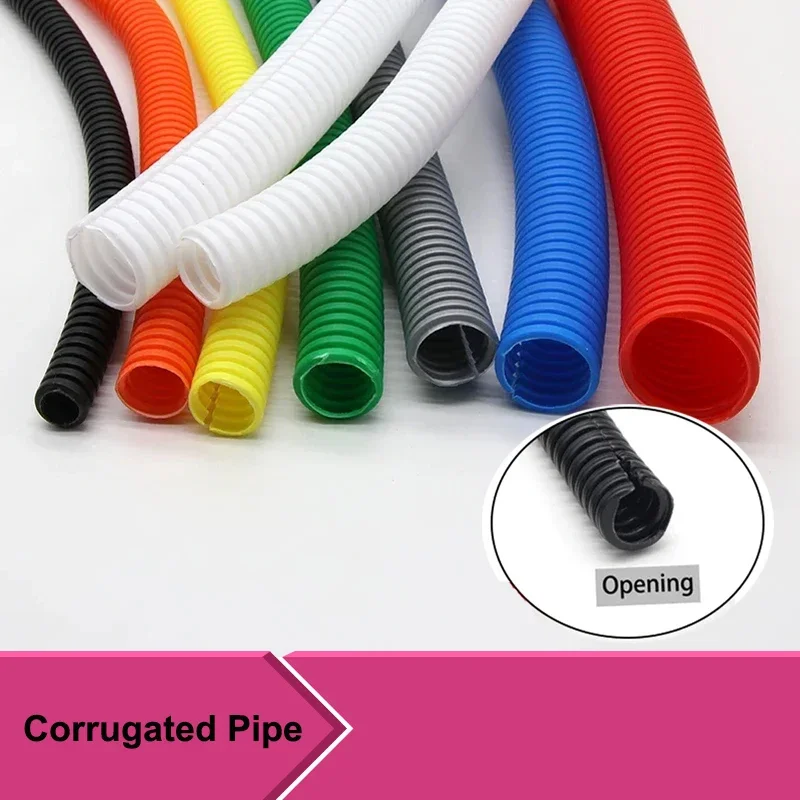 1/5/10M Corrugated Pipe Wire Spiral Cable Wrap Harness Wire Threading Plastic Wire Protection Sleeve Flexible Split Loom Tubing