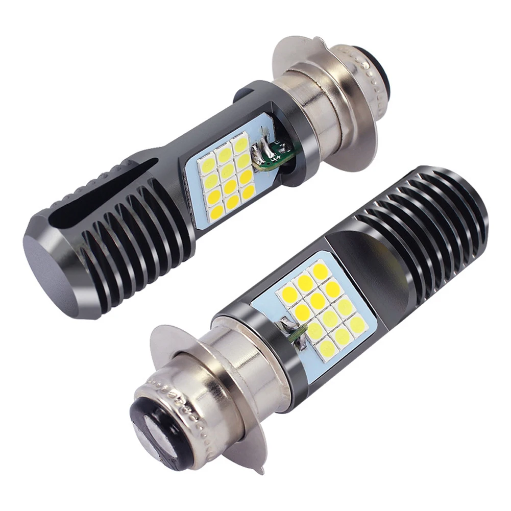 Motorcycle H4 HS1 BA20D P15D Headlight 3030 24MSD LED Light Bulbs Dual Color White Yellow Plug And Play For ATV Moped Bike