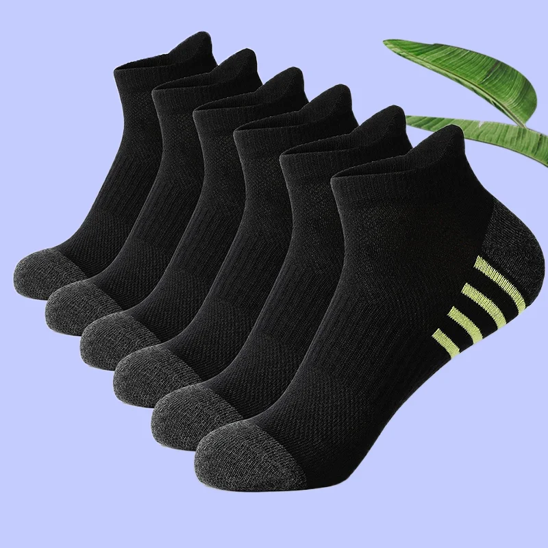 

6/12 Pairs 2024 New High Quality Cotton Socks Men Women Sports Solid Color Short Socks Breathable Mesh White Black Ankle Socks