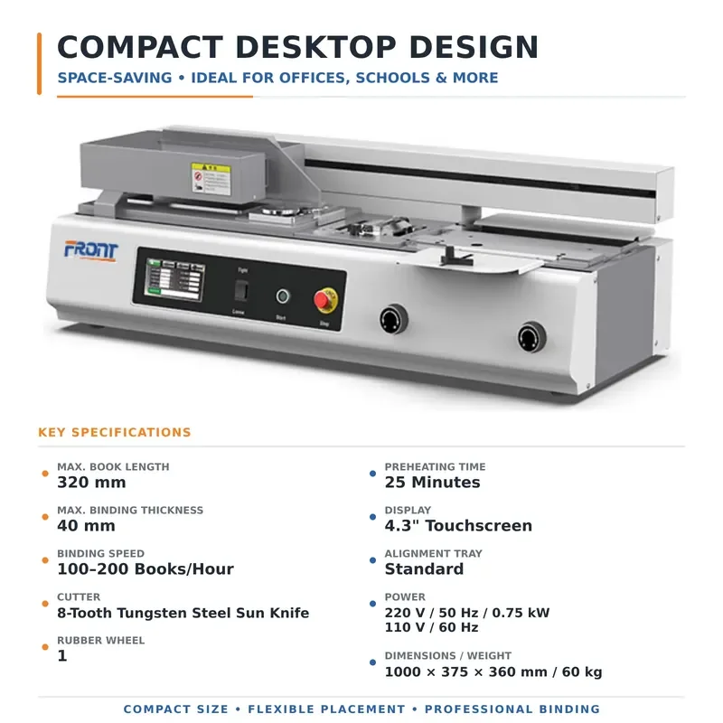 for FRONT new B40F electric automatic small A4 desktop binding machine