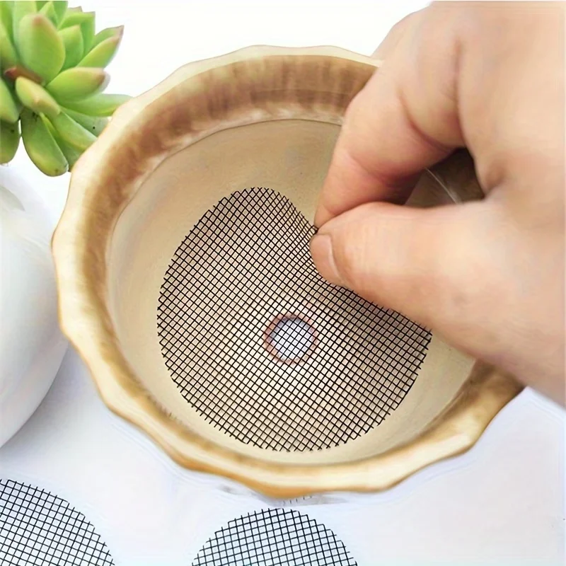10Pcs Flower Pot Hole Mesh Mats, Round Plastic Bonsai Drainage Screen Gaskets, Plant Pot Bottom Mesh to Prevent Soil Leakage