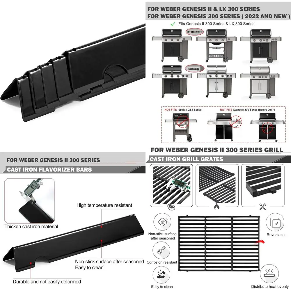 

Weber Genesis II E-310/E-315/GS4/E-335/S-310 Grill Replacement Cooking Grates & Flavorizer Bars for 300 Series LX Models