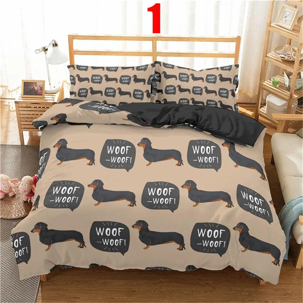 

3D Dachshund Animal Print - 3pc Cute Cartoon Bedding Set, Ideal Gift for Kids