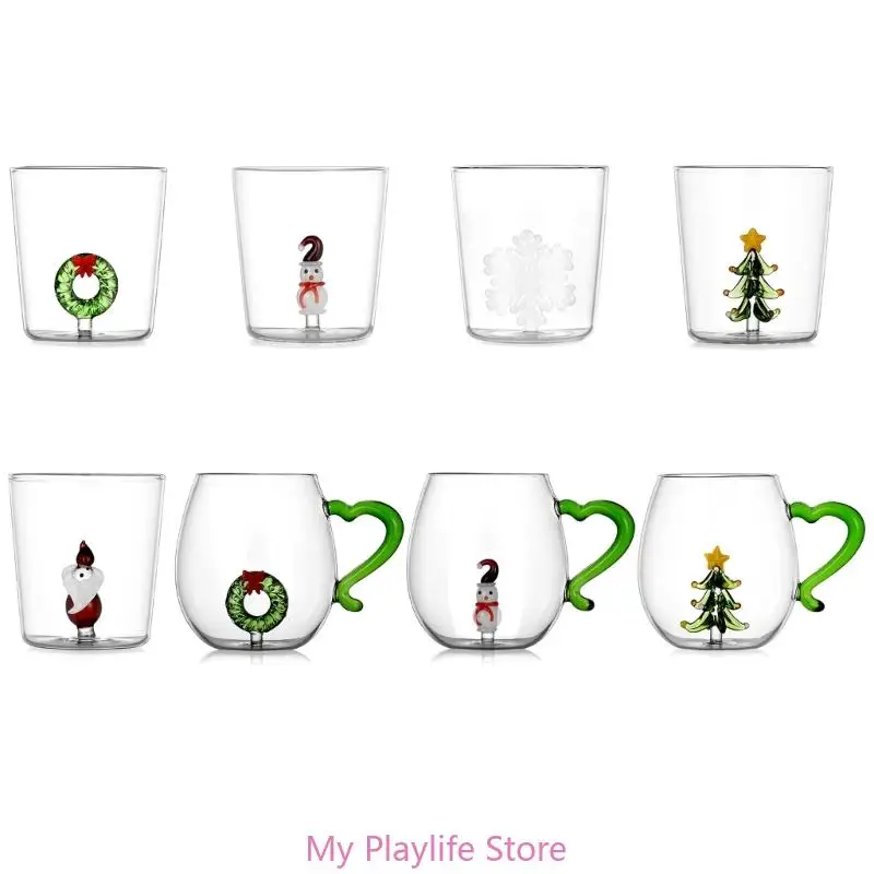 3D Festival Christmas Glass Cup Unique Mugs for Repeated Use in Homes and Office