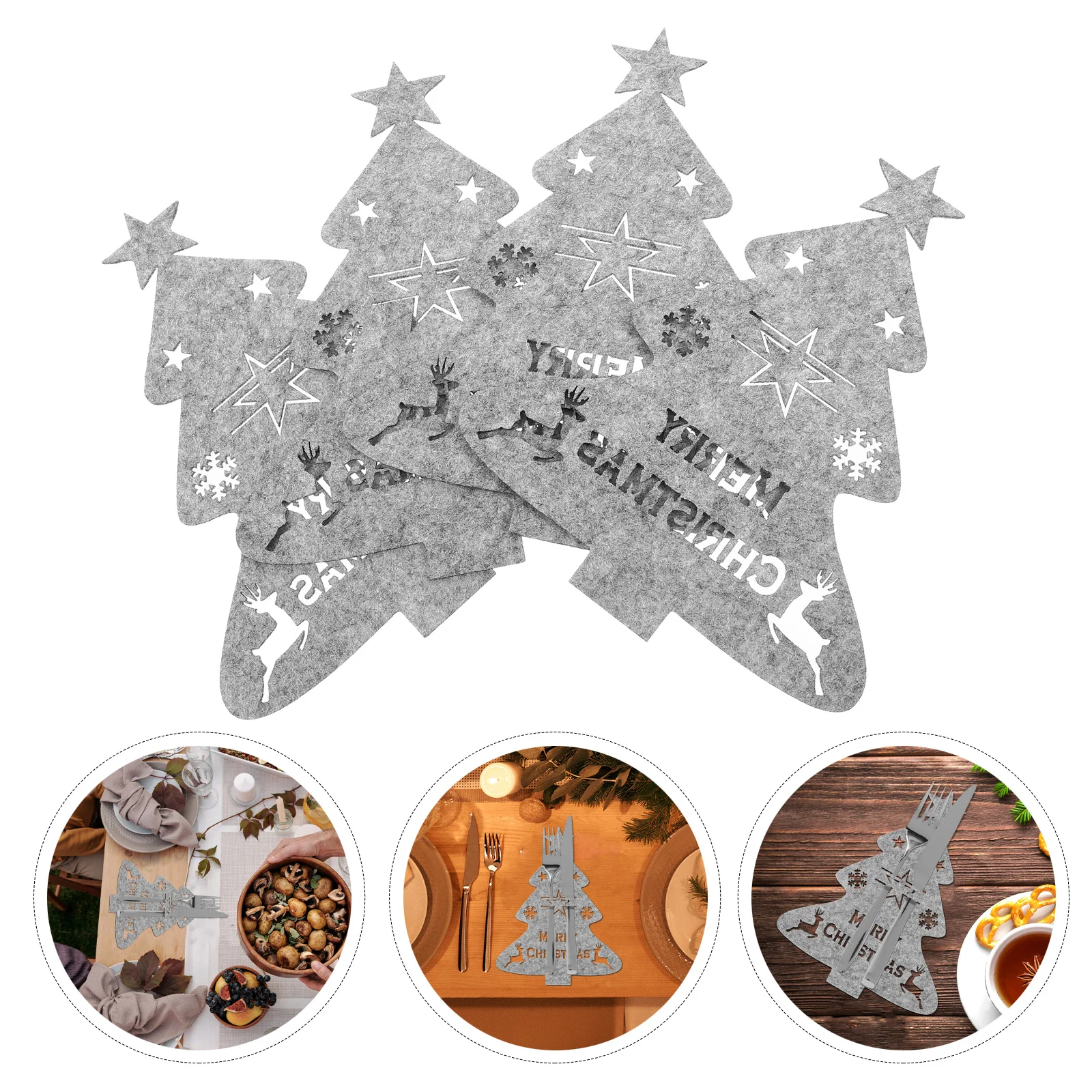 

4 шт., рождественский держатель для столовых приборов, рождественская елка, рукава для столового серебра, праздничная сумка для посуды, держатель для столового серебра, украшение для вечеринки