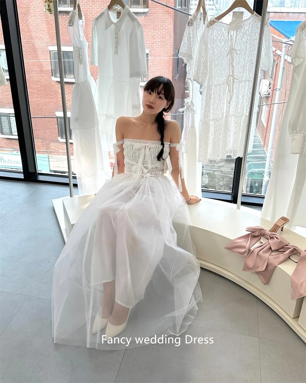 Fancy Fairy Dusty Blue Tulle Long Prom Dresses Korea Lady Floor Length Evening Gowns Wedding Party Dress Formal customized