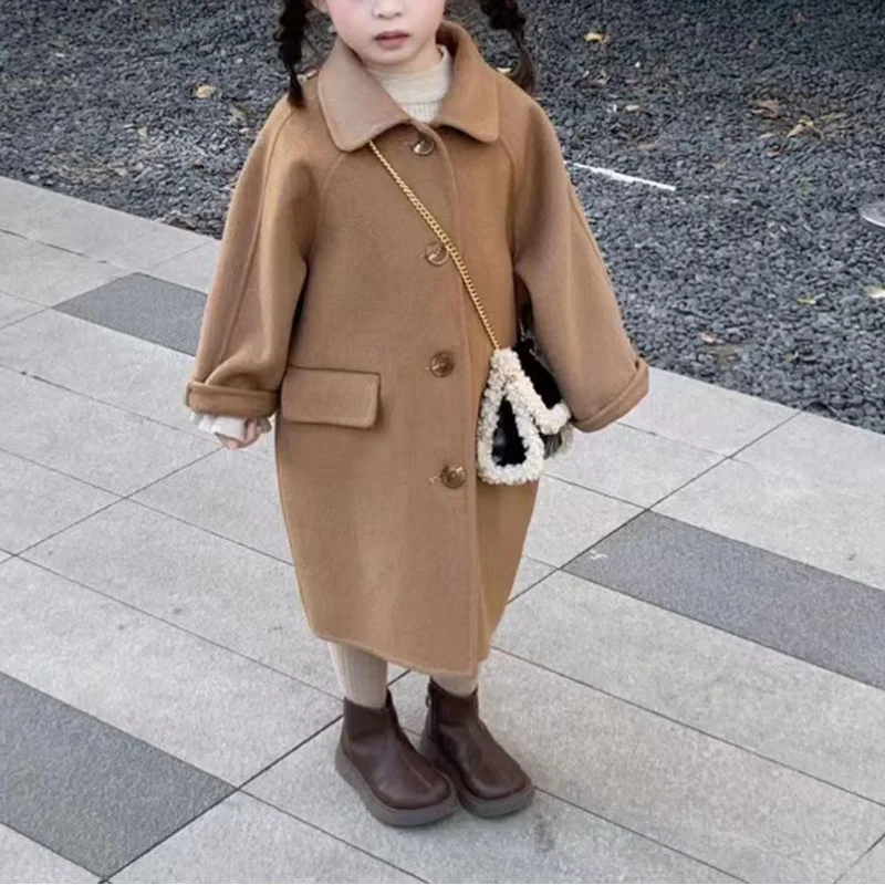 Cappotto di lana per ragazze cappotto giacca frangivento 2023 Solid Warm addensare Winter Cotton Party Plus Size abbigliamento per bambini