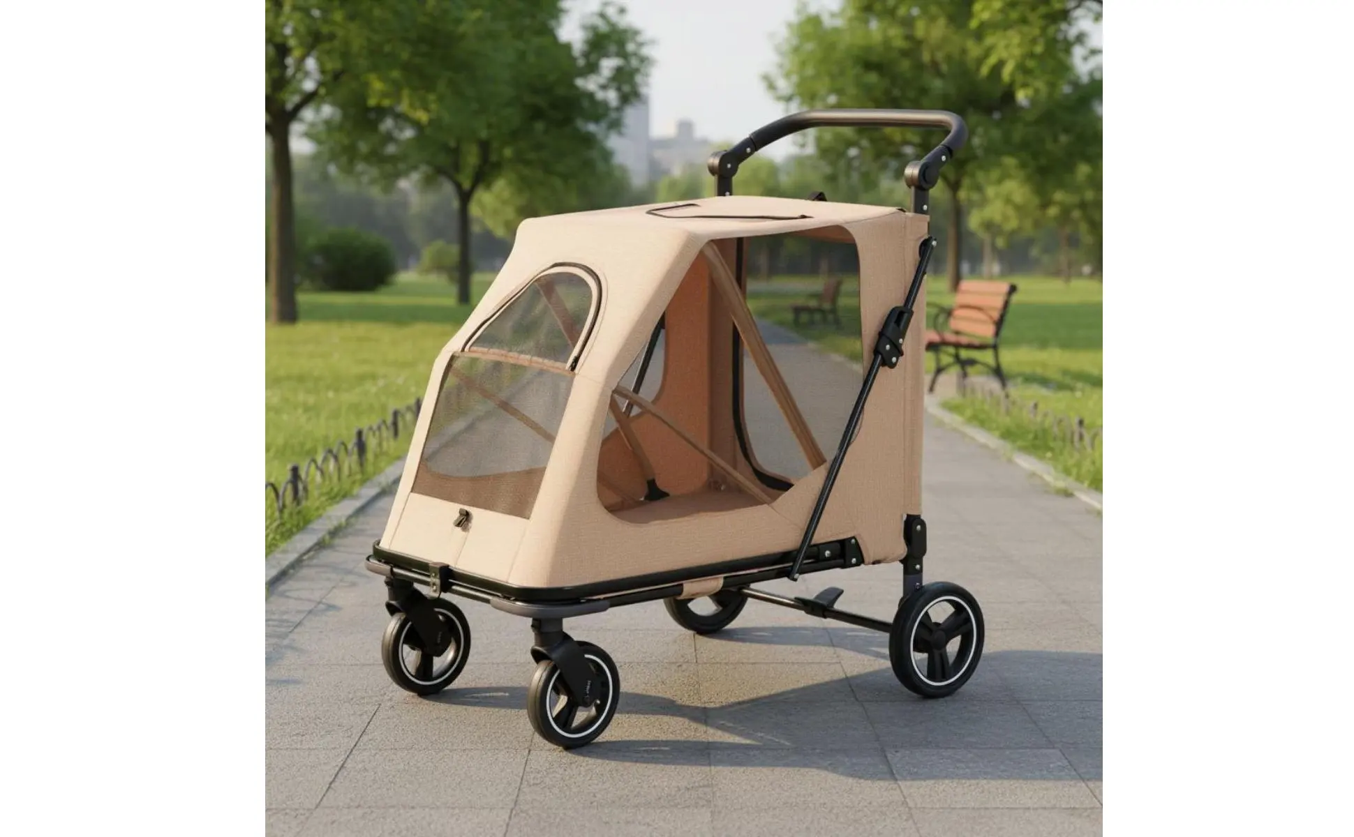 Foldable Dog Stroller Portable Foldable Pet Stroller Dog Wagon Large Size Rolling Carrier Breathable Mesh for Travel, Shopping