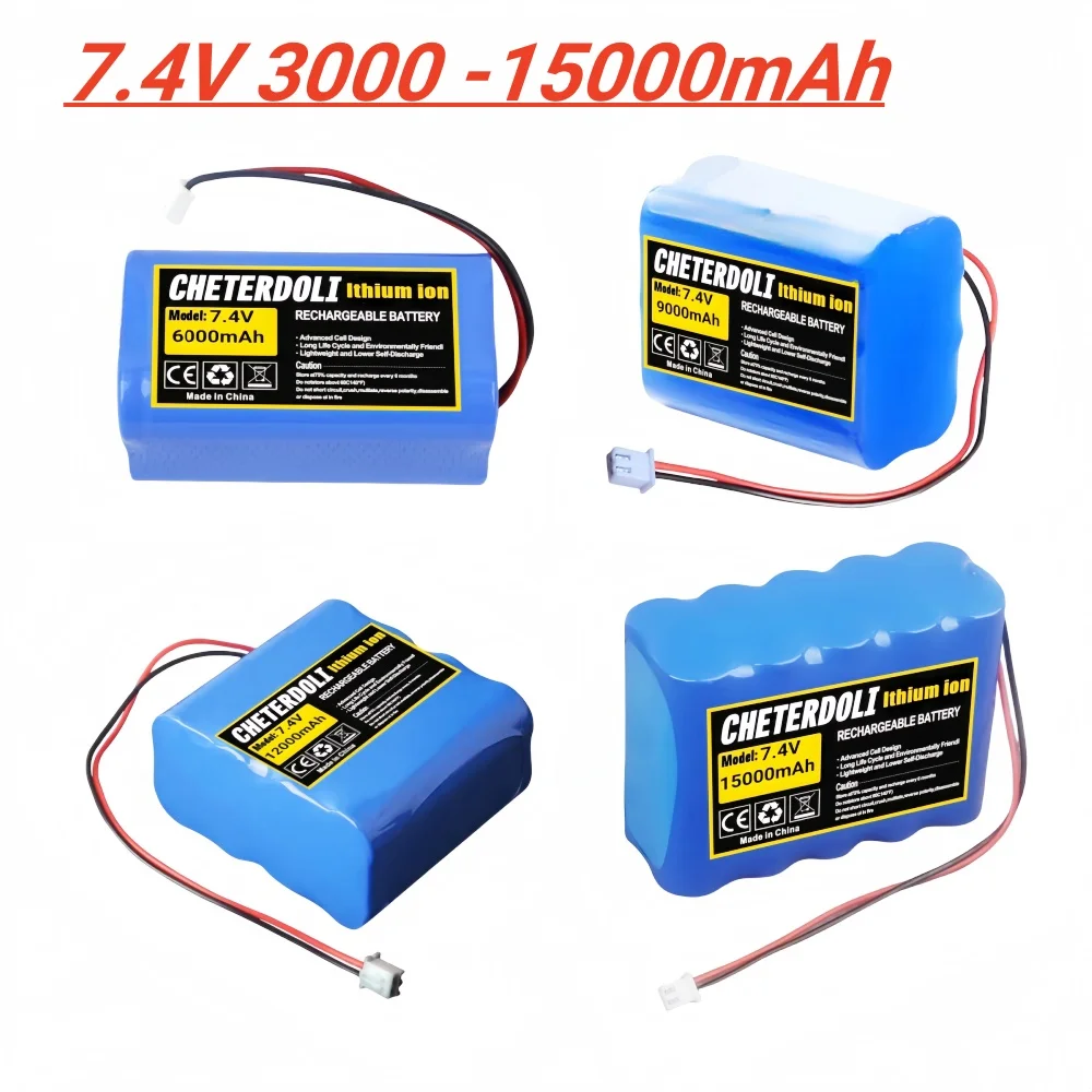 7.4V 18650 lithium battery 9000mAh/12000mAh 15000mAh Rechargeable battery pack megaphone speaker protection board+XH-2P Plug