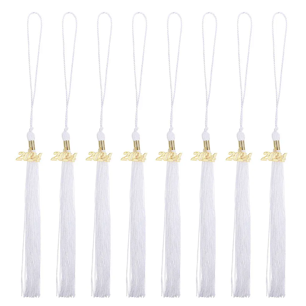

8pcs Graduation Hat Accessories Blue Tassel Pendants Decorative Fringe for Caps Party Favor Stylish Ceremony Supplies