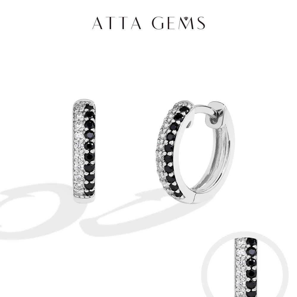 

ATTAGEMS Black and White Moissanite Diamond Earrings S925 Sterling Silver Gold Plated For Women Birthday Gifts Fine Jewelry New