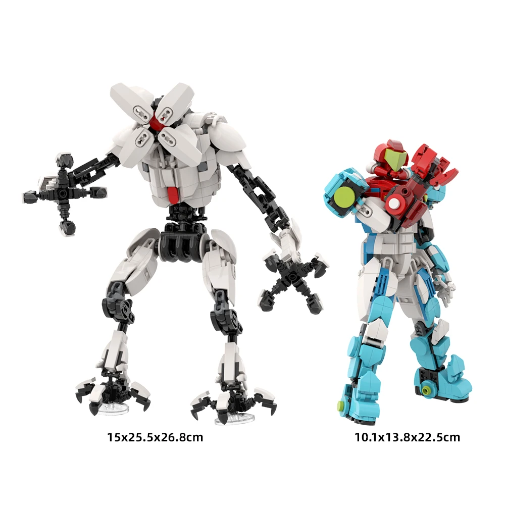 MOC Mechanical Warrior Samus and E.M.M.I. Building Block Set Metroids Operative Research Robot Mech Model Toys Children Gifts