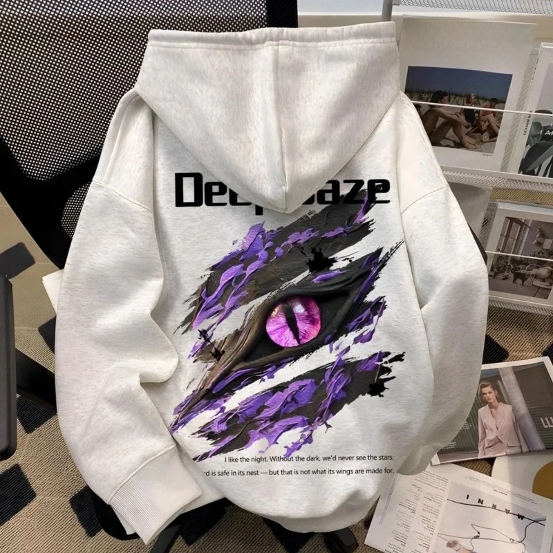 

Мужская толстовка-худи American Style большого размера с дизайном «Глаз дьявола», модная верхняя одежда для осени и зимы, повседневная.