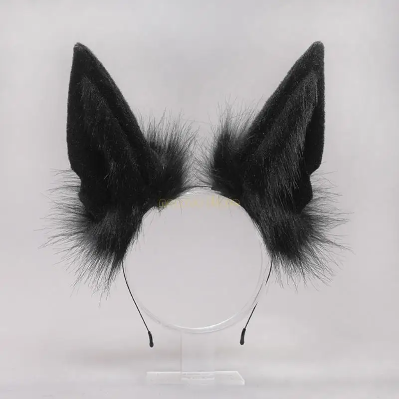 31BF Cosplay pelzige Tier Wolf Ohren Haare Heckset Kostüm langes Fell Kopfstück für Halloween -Party -Dekoration