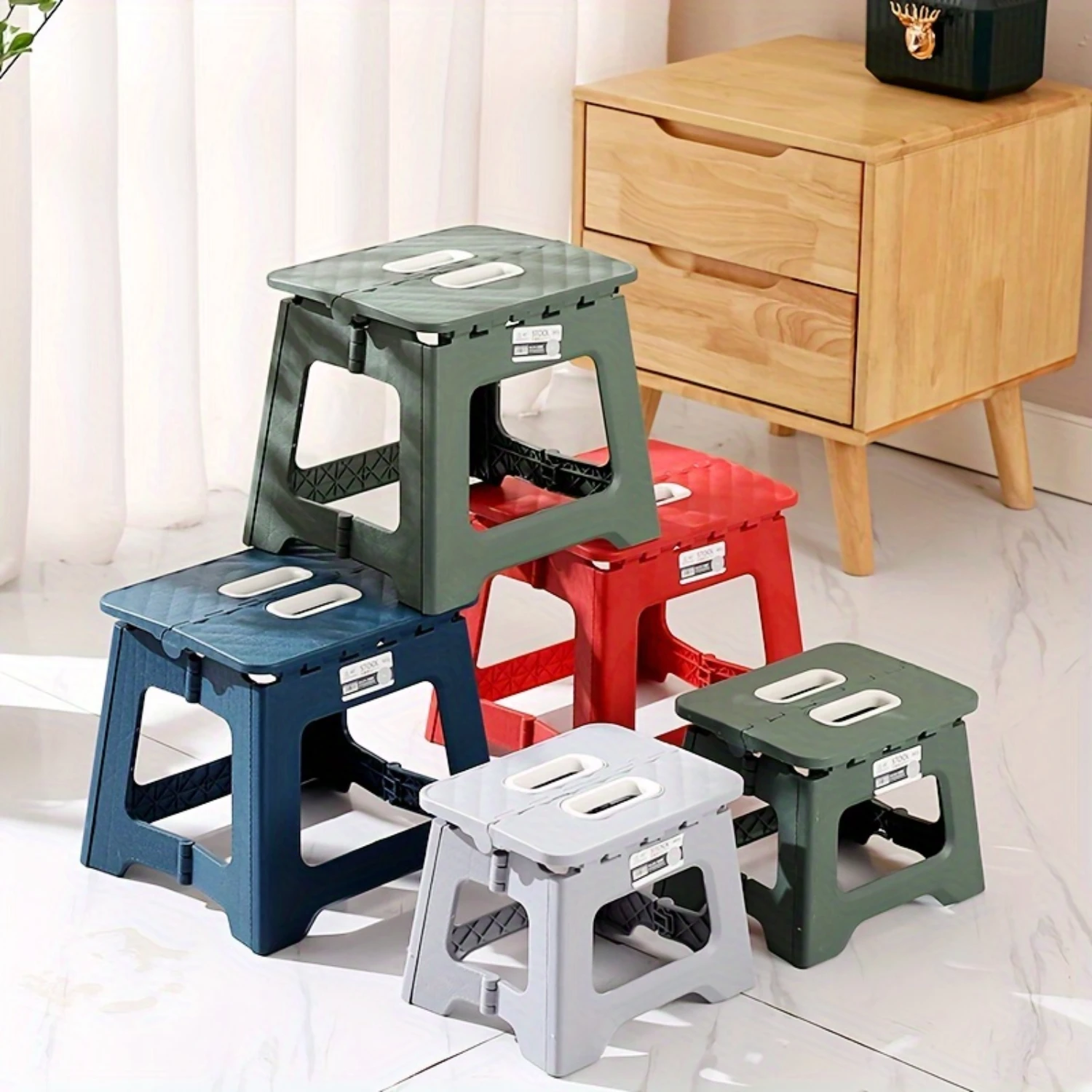 เก้าอี้สตูลพับแบบพกพา "Quick-Fold" ทนทานสําหรับผู้ใหญ่ - พลาสติกหนา เหมาะสําหรับกิจกรรมกลางแจ้งและการตกปลา