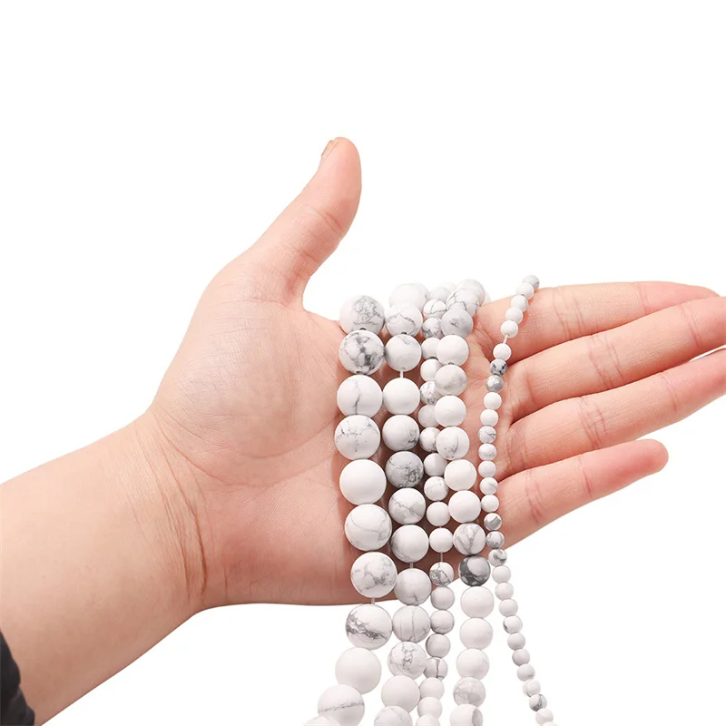 Wholesale Natural Stone White Howlite Turquoise Round Loose Beads 15