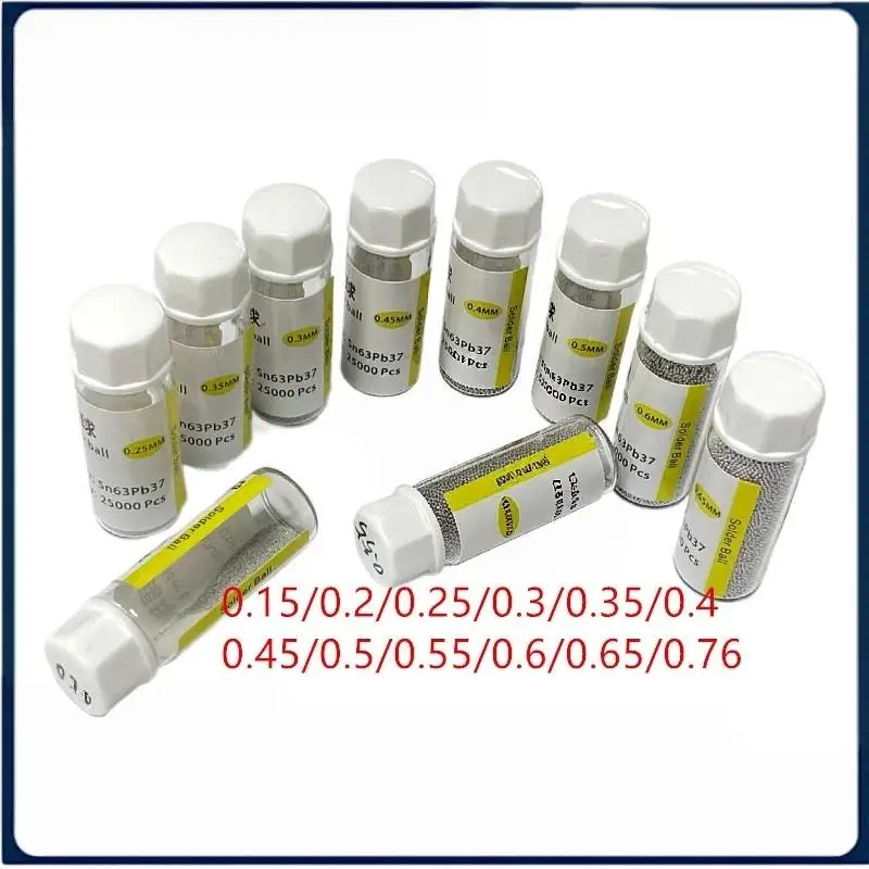 1 Bottle BGA Reballing Soldering Welding Railing Ball Spheres 0.2/0.25/0.3/0.35/0.4/0.45/0.5/0.55/0.6/0.76mm 25K BGA Solder Bal
