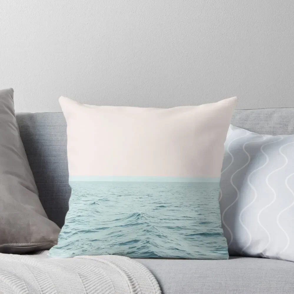 Sea Breeze, Minimal Nature Ocean Photography, Scenic Landscape Pastel Luxe Throw Throw Pillow Cushions Cover pillow