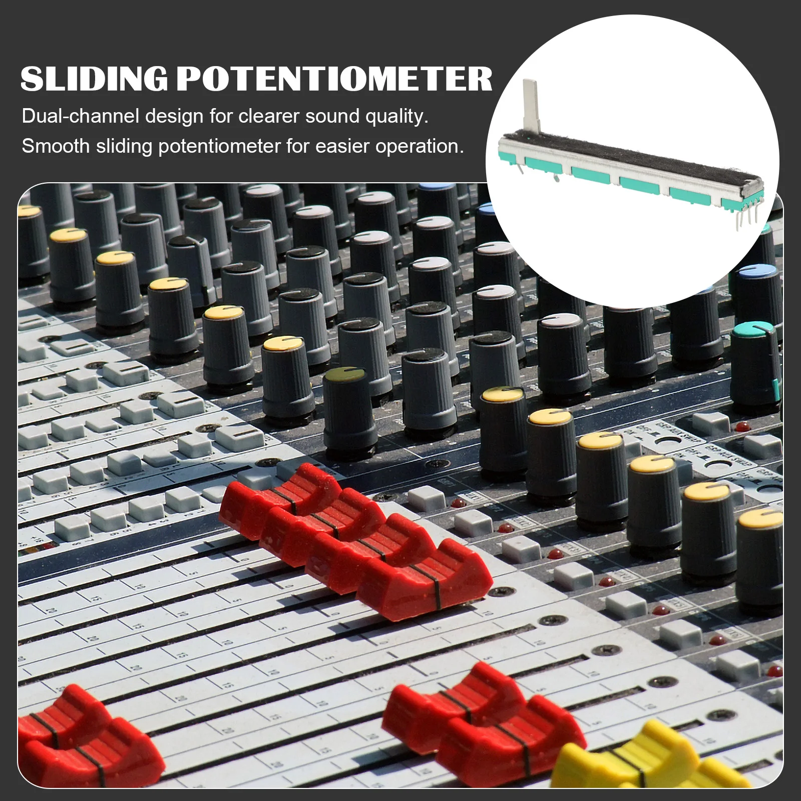 

5pcs 75mm Straight Slide Potentiometer Channel Metal Knob Stereo Volume Tuning Tool Replacement Fader Mixer Sliding