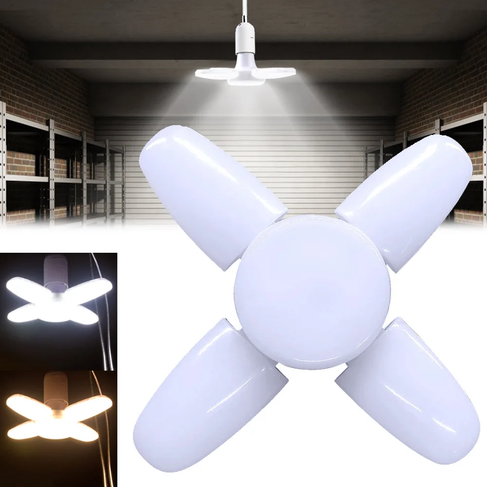 Foldable Led Bulb E27 28W Spotlight Fan Shape Light3000K 6000K White Lights Super Bright Ceiling Lamps for Bedroom Home