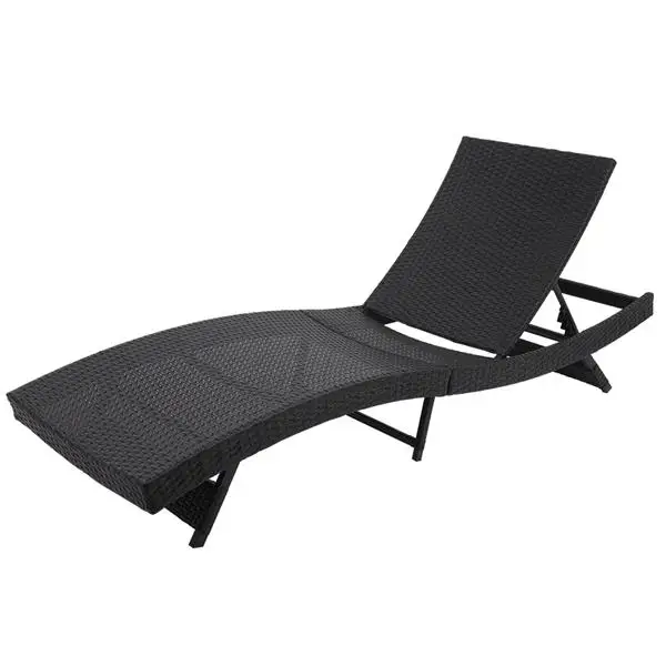 US Stock S Style terrazza Lounge Chair sedia in vimini goffrata sedia a sdraio sedia pieghevole nera forniture per vite goffrata per uso domestico